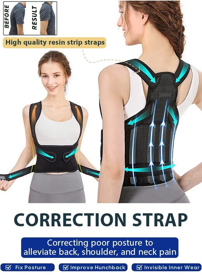 Generic Back Brace Posture Corrector High Quality Resin Strap For Men And Women, Back Support And Posture Corrector, Back Straightener, Posture Corrector, Scoliosis And Hunchback Corrector, Back Pain Corrector, Spinal Corrector Support, Adjustable Posture Trainer  - Image 1