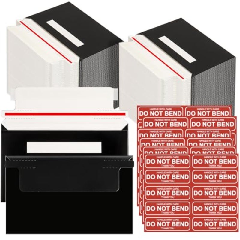 Card Shipping Envelopes 100 Pack - 7 x 4.35 Inches Rigid Mailers Trading Cards for Shipping, Self-Adhesive Black Mailers for Semi-Rigid Sleeves and Toploaders, Document, Coins, Stamps - Image 1