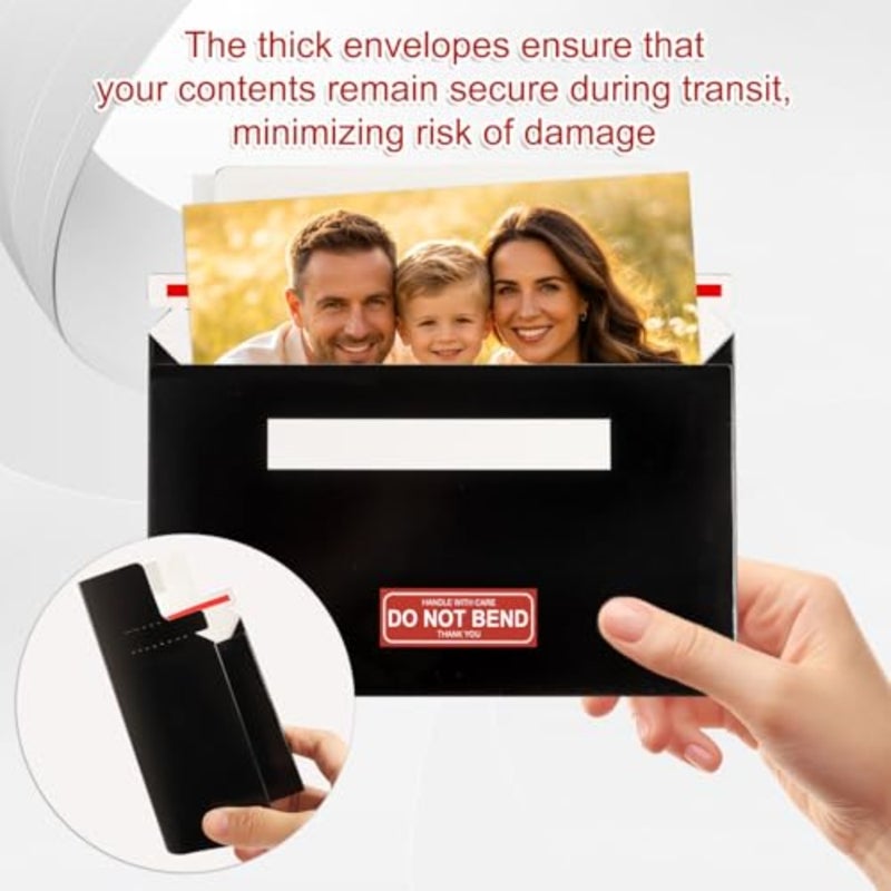 Card Shipping Envelopes 100 Pack - 7 x 4.35 Inches Rigid Mailers Trading Cards for Shipping, Self-Adhesive Black Mailers for Semi-Rigid Sleeves and Toploaders, Document, Coins, Stamps - Image 4