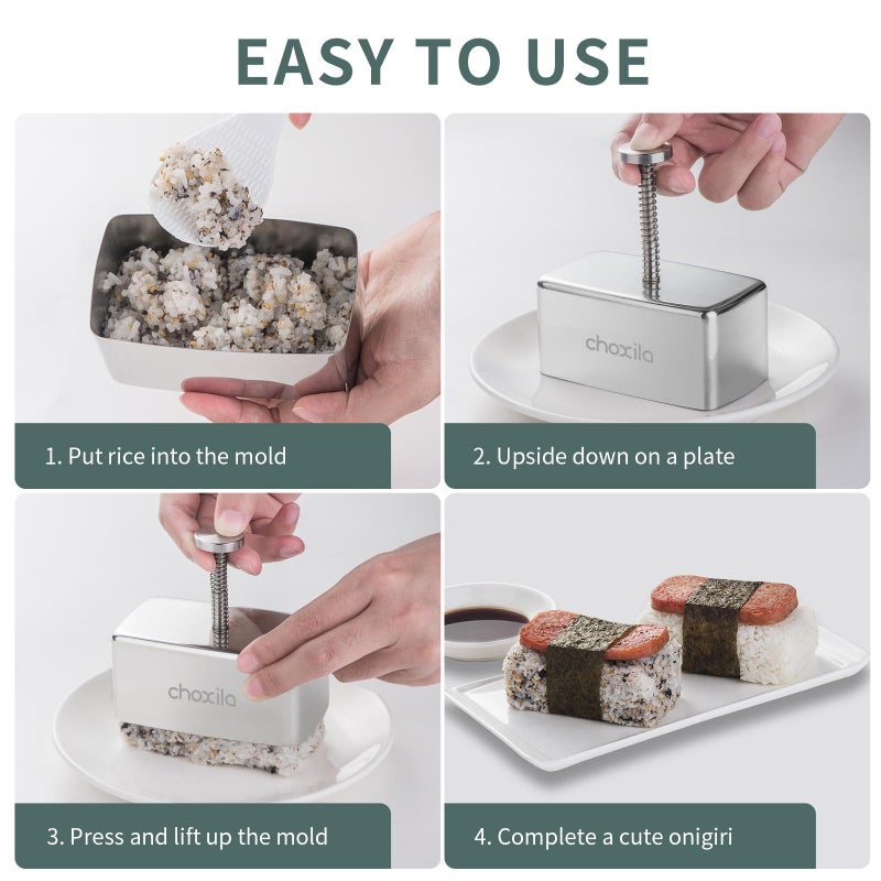 Choxila Musubi Mold Stainless Steel Non Stick Spam Musubi Mold Musubi Maker Press Kit Onigiri Mold For Kids Bento Picnic Sushi Diy - Image 5
