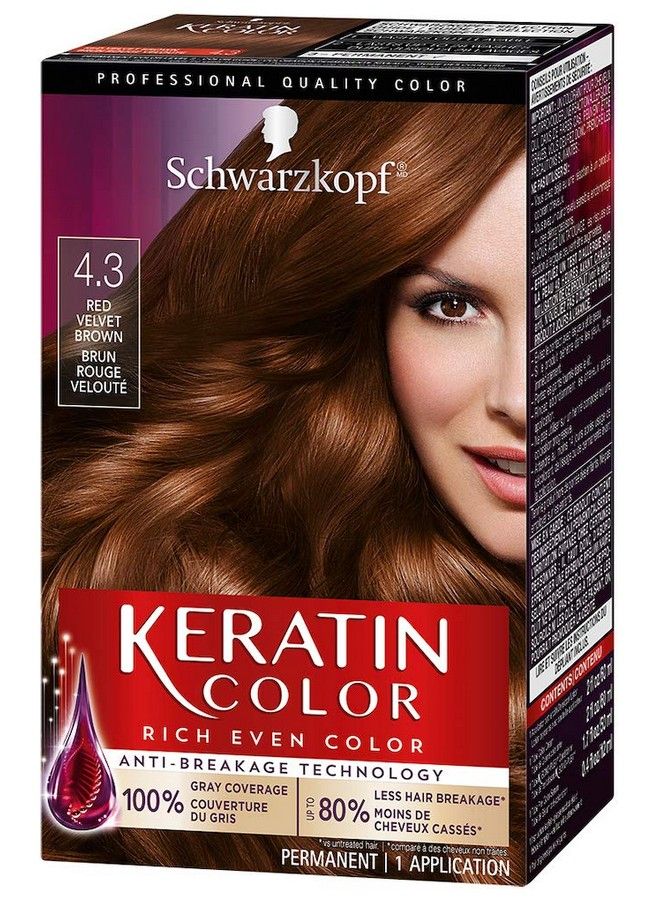 Schwarzkopf Keratin Color Permanent Hair Color Cream 4.3 Red Velvet Brown - Image 2