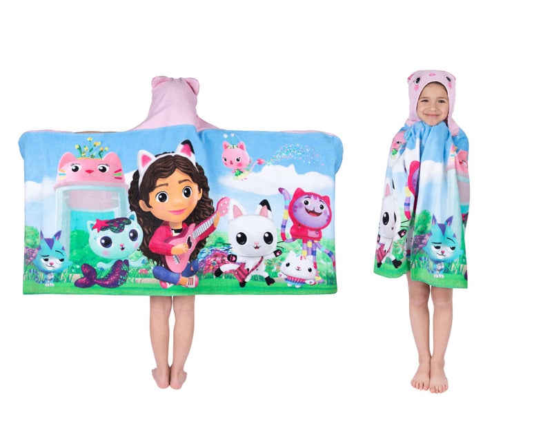 Franco DreamWorks Gabby's Dollhouse Bath/Pool/Beach Soft Cotton Terry Hooded Towel Wrap, 24 in x 50 in, By Franco Kids - Image 1