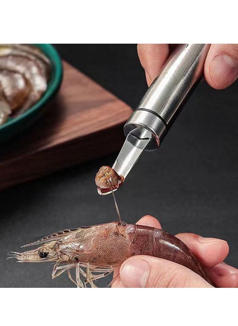 1Pcs Multifunctional 2 in 1 Fish and Shrimp Knife Set Scaler Remover Peeler Intestine Cleaner Stainless Steel Home Kitchen Tools
