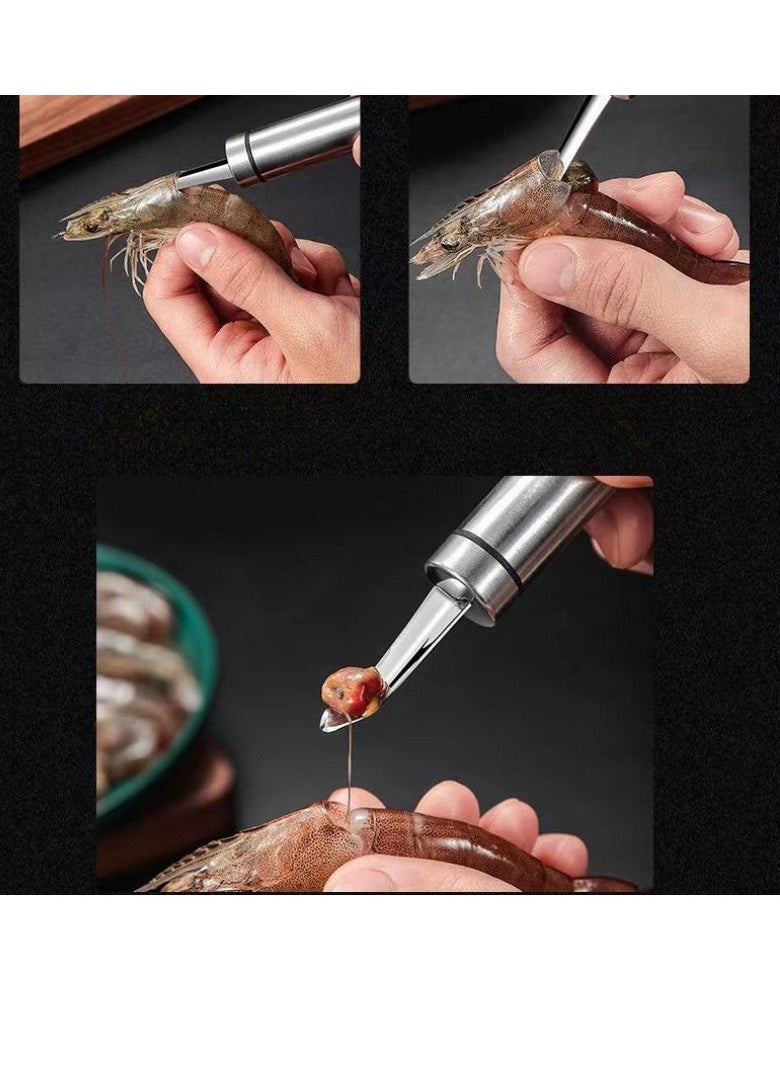 1Pcs Multifunctional 2 in 1 Fish and Shrimp Knife Set Scaler Remover Peeler Intestine Cleaner Stainless Steel Home Kitchen Tools