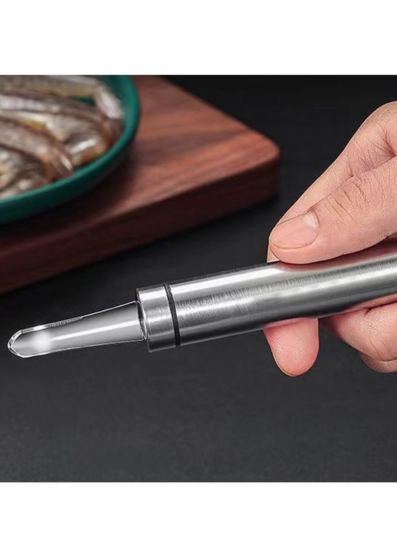 1Pcs Multifunctional 2 in 1 Fish and Shrimp Knife Set Scaler Remover Peeler Intestine Cleaner Stainless Steel Home Kitchen Tools