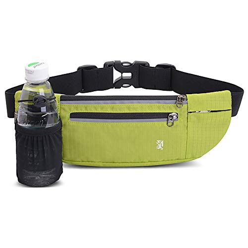 Peicees Fanny Pack with Water Bottle Holder Waist Bag for Men Women Water Resistant Lightweight Reflective Adjustable Running Belt Headphone Bag Travel Pocket for Outdoor Camping Fitness Hiking - Image 1