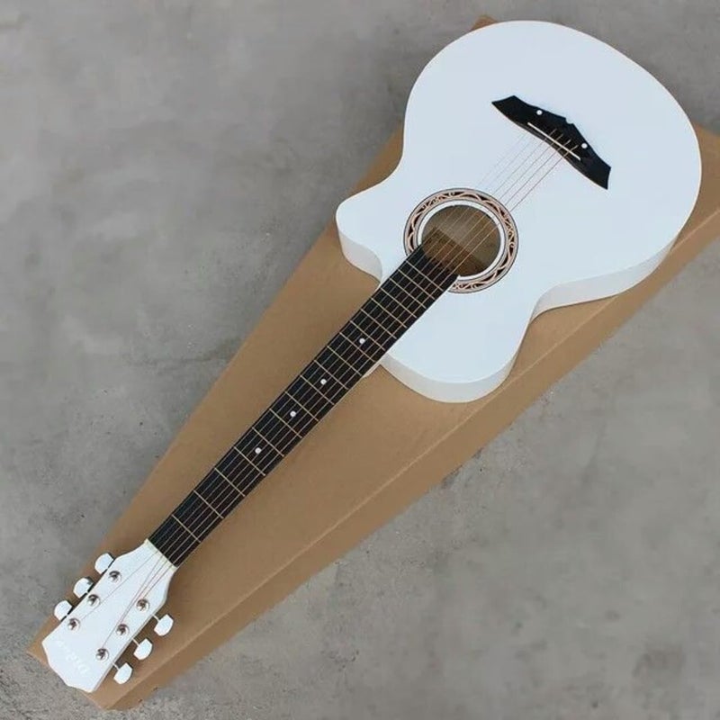 MegArya 38 Inch White Acoustic Guitar with Bag - Perfect for Beginners and Adults - Image 1