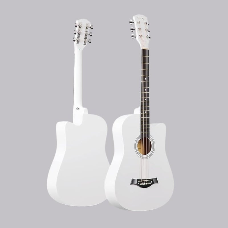 MegArya 38 Inch White Acoustic Guitar with Bag - Perfect for Beginners and Adults - Image 3