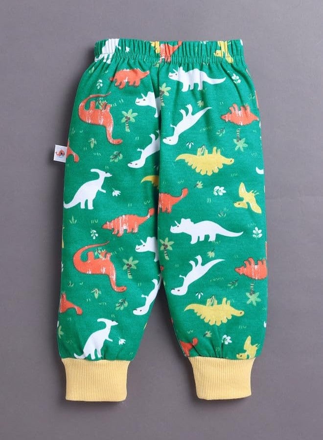BUMZEE Baby Boys Cotton Round Neck Full Sleeves Animal Print T-Shirt & Jogger Set Green - 6-12 Months (Peb11081C-grn) - Image 5