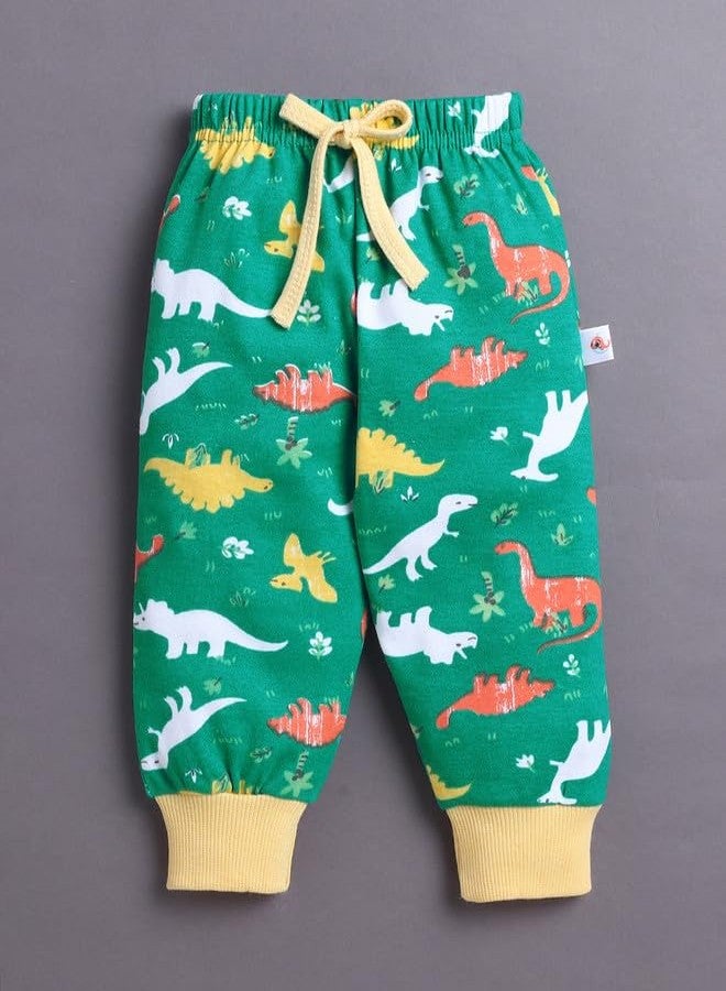 BUMZEE Baby Boys Cotton Round Neck Full Sleeves Animal Print T-Shirt & Jogger Set Green - 6-12 Months (Peb11081C-grn) - Image 4