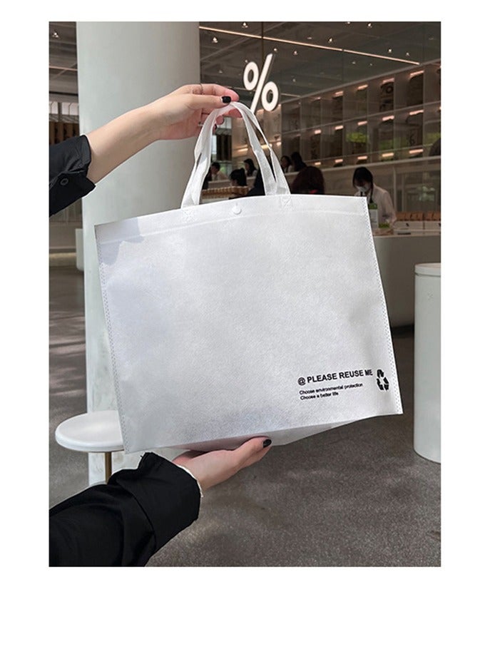 AVACraft 15 Reusable Totes Bags with Handles - Durable, Foldable, Washable, Reusable Grocery Bags - Non Woven Grocery  Bags for Shop Events & Apparel Retail Store,32x10x27cm, White  - Image 2