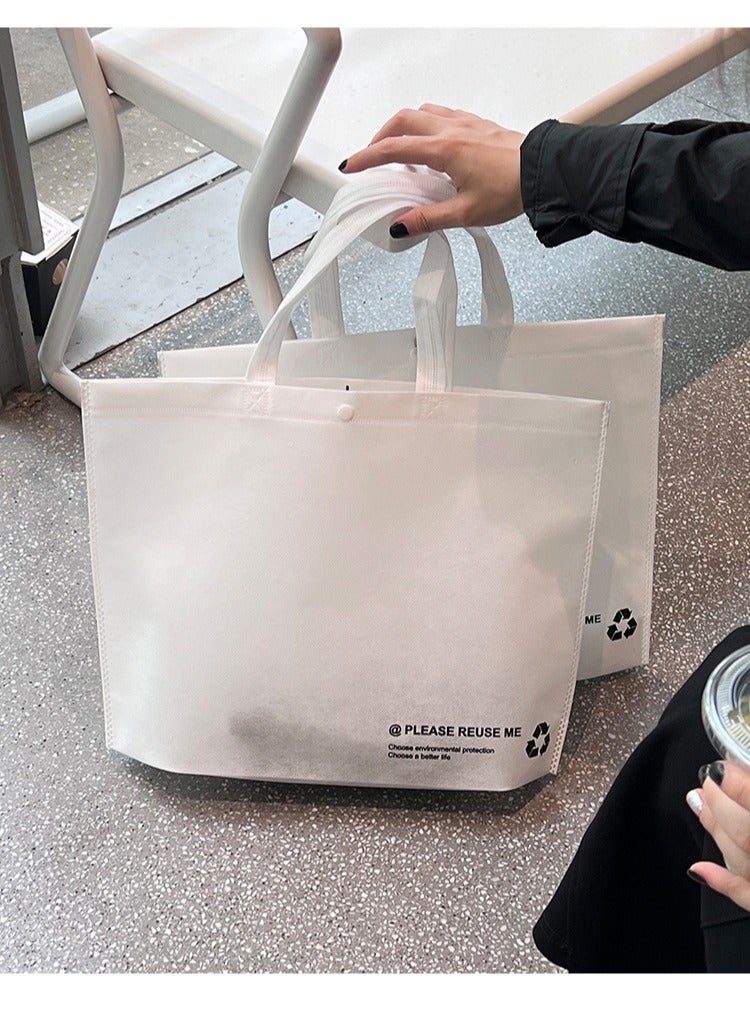 AVACraft 15 Reusable Totes Bags with Handles - Durable, Foldable, Washable, Reusable Grocery Bags - Non Woven Grocery  Bags for Shop Events & Apparel Retail Store,32x10x27cm, White  - Image 3