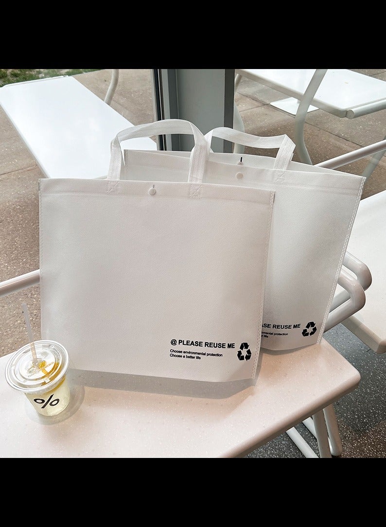 AVACraft 15 Reusable Totes Bags with Handles - Durable, Foldable, Washable, Reusable Grocery Bags - Non Woven Grocery  Bags for Shop Events & Apparel Retail Store,32x10x27cm, White  - Image 4
