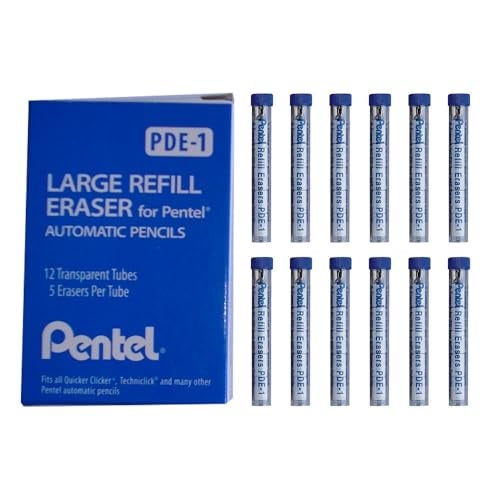 Pentel Refill Eraser for AL Ax and PD Series Pencils 5 PcsTube Box of 12 PDE1 - Image 1