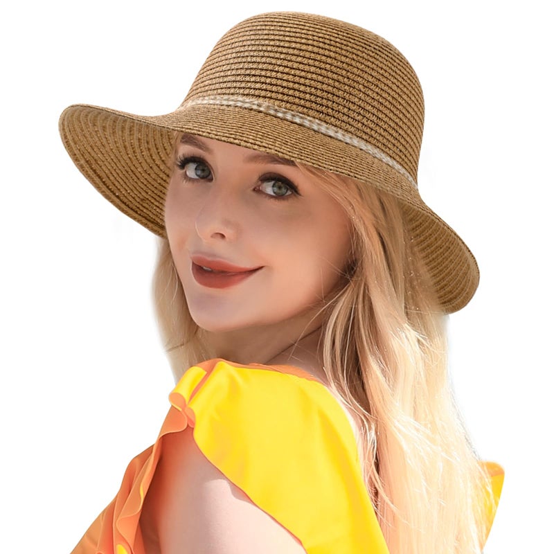 Pleneal Sun Hats for Women, Wide Brim Beach Straw Hat for Women UPF 50+ UV Sun Protection Beach Hat Foldable Packable Roll up Cap - Image 1