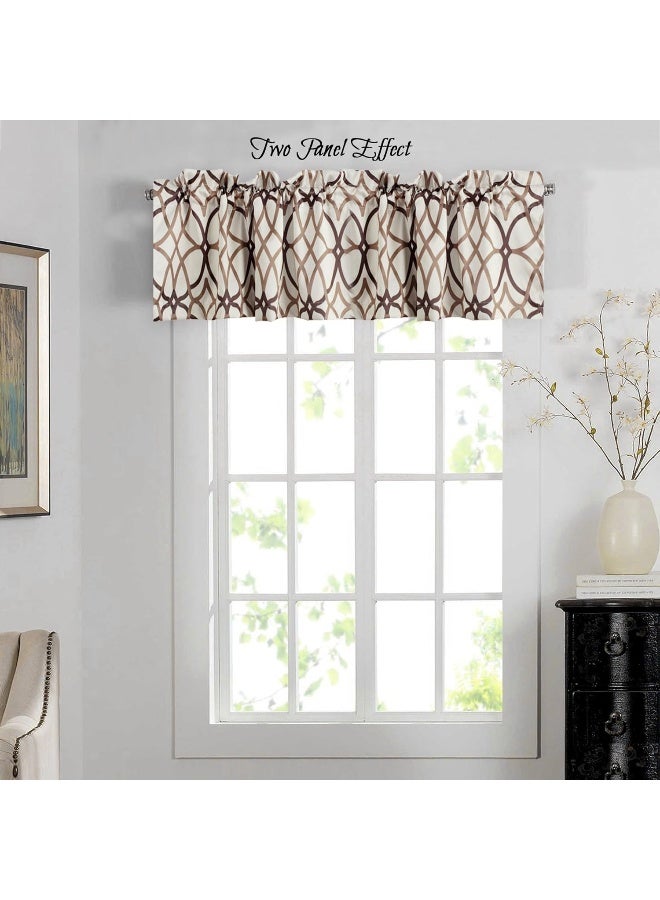 H.VERSAILTEX HVERSAILTEX Blackout Curtain Valances for KitchenBathroom  Thermal Insulated Window Valances for Living RoomBedroom Rod Pocket Short Curtain 1 Panel 52x18 inch Geo in Taupe and Brown - Image 2