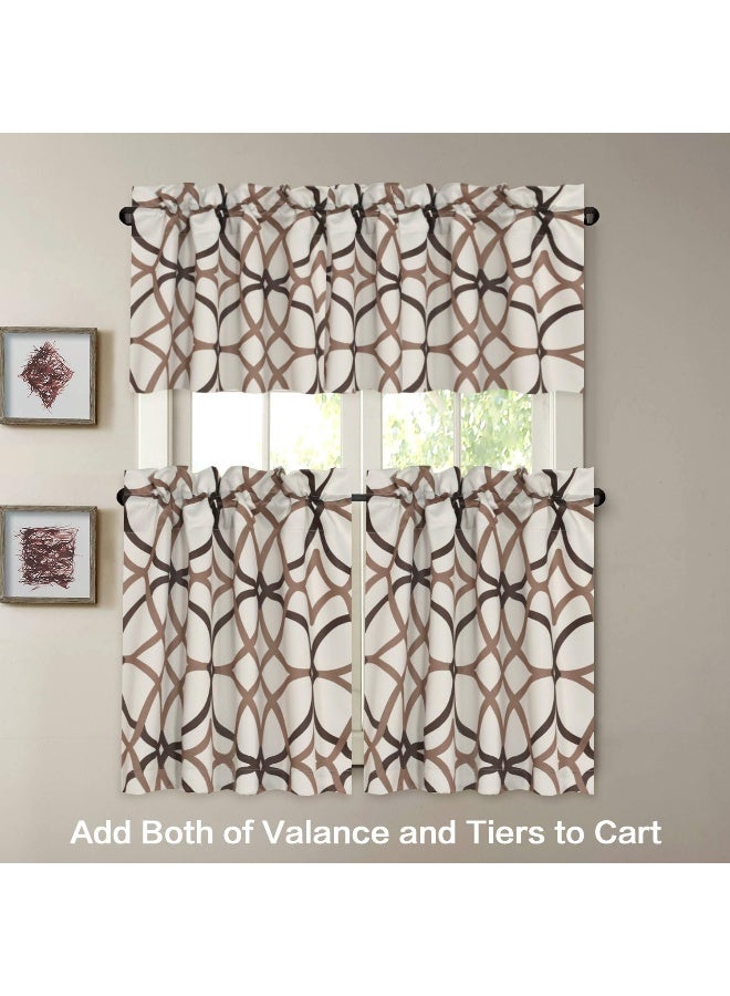 H.VERSAILTEX HVERSAILTEX Blackout Curtain Valances for KitchenBathroom  Thermal Insulated Window Valances for Living RoomBedroom Rod Pocket Short Curtain 1 Panel 52x18 inch Geo in Taupe and Brown - Image 3