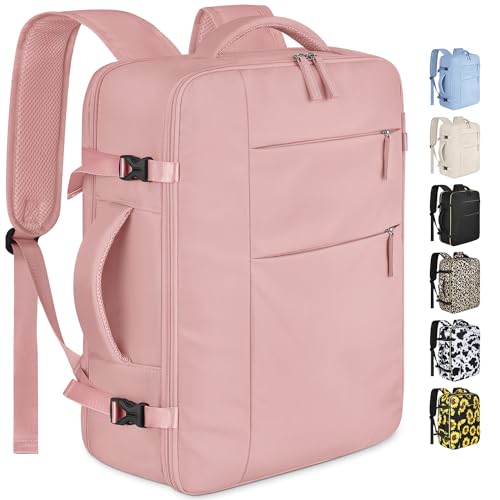 Capolo Travel Backpack for Women Men Waterproof Laptop Backpack Airlines Approved Carry On Backpack Bag Computer Bookbag for Business, Work, Traveling Fits 15.6 Inch Laptop(Pink) - Image 1
