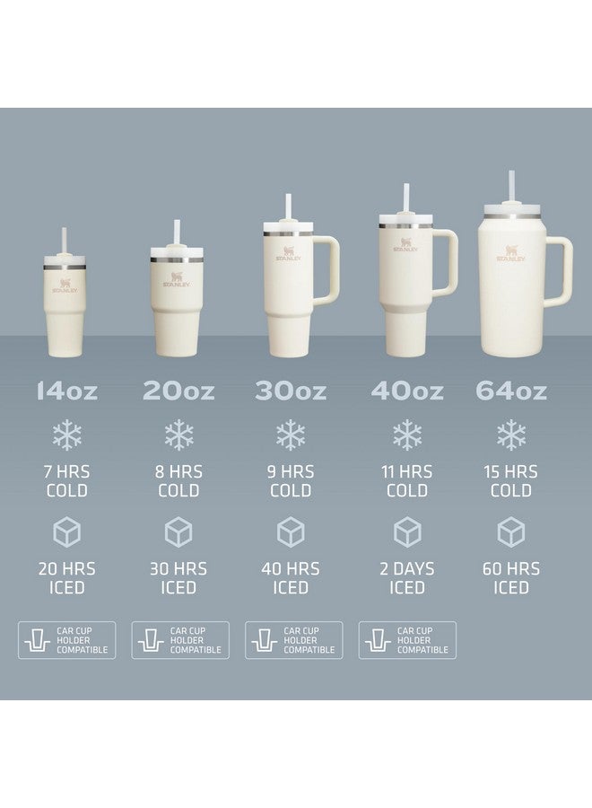 Stanley كوب ستانلي كوينشر H2.0 مع مقبض وقشة سعة 64 أونصة | غطاء فلوستيت 3 وضعيات | سعة كبيرة للسفر والرياضة | كوب فولاذي مقاوم للصدأ معزول | خالي من BPA | كريمي - Image 5