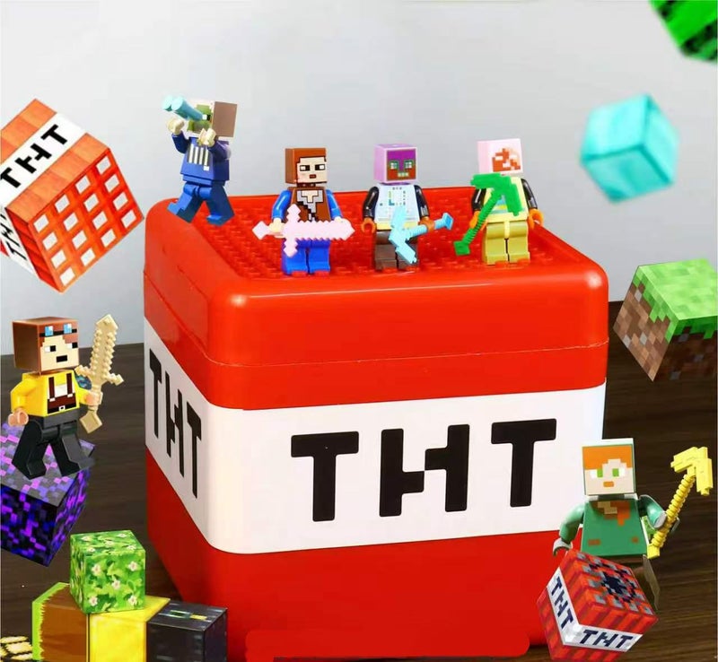 ماين كرافت مجموعة مكعبات بناء MINECRAFT كاملة أصلية ألعاب تعليمية للأطفال للتجميع (100 مكعب + 10 شخصيات صغيرة + صندوق تخزين) (نمط عشوائي) - Image 5