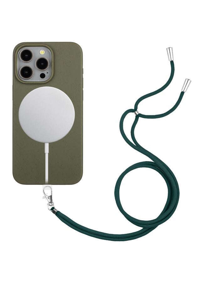 اس-توب جراب لهاتف iPhone 11 Pro Max مصنوع من مادة القش المغناطيسية Wheat MagSafe + جراب هاتف TPU مع حبل - Image 1