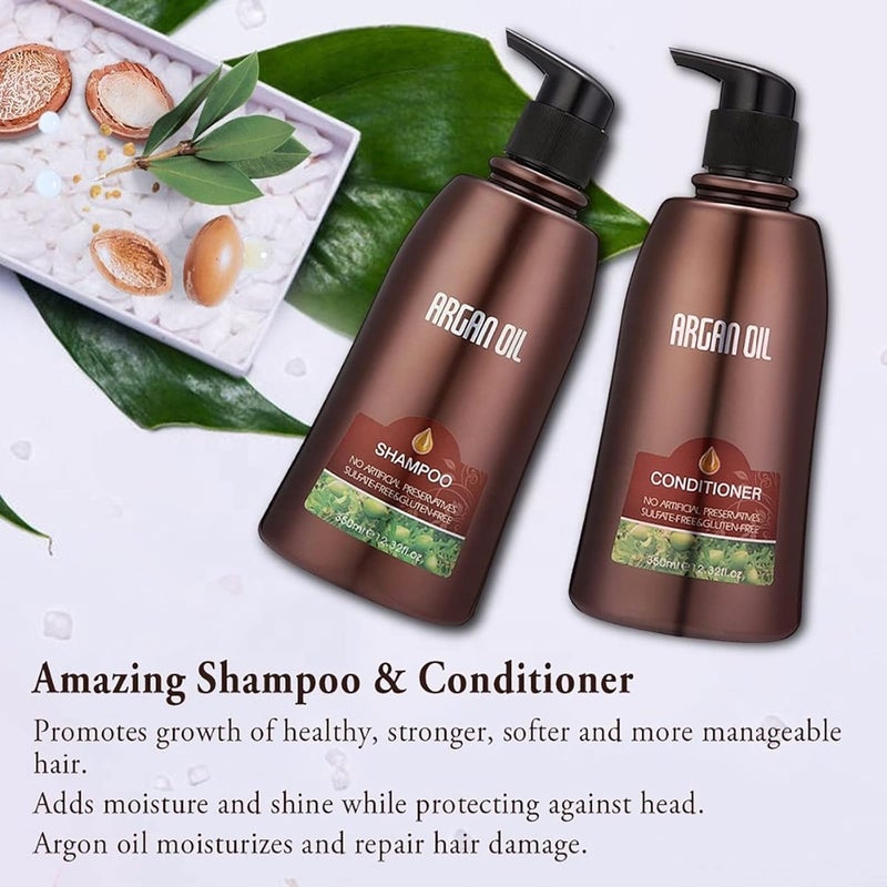 Moroccan Argan Oil Shampoo and Conditioner Sets with Hair Mask, Color Safe Smooth Add Shine Hair Treatment, UV Protection, Intense Moisturizing Hair Wash Kit For Dry, Damaged, Frizzy Hair,3 pack - Image 3