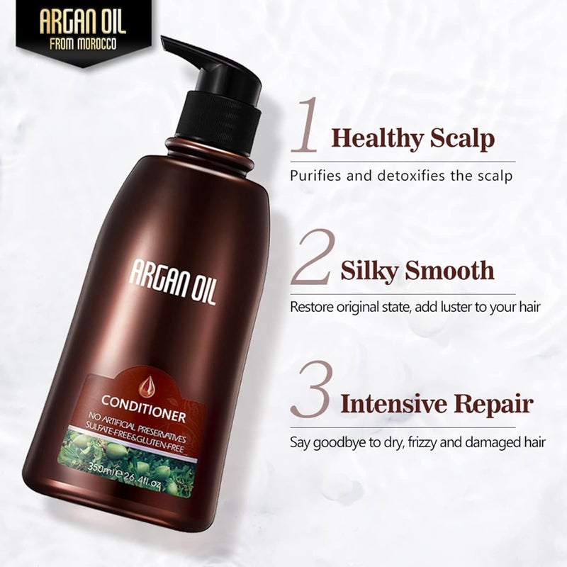 Moroccan Argan Oil Shampoo and Conditioner Sets with Hair Mask, Color Safe Smooth Add Shine Hair Treatment, UV Protection, Intense Moisturizing Hair Wash Kit For Dry, Damaged, Frizzy Hair,3 pack - Image 5