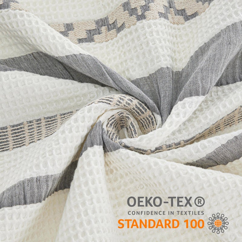 Bedsure Waffle Weave Duvet Cover King - 100% Cotton Boho Duvet Cover with 2 Pillowcases - Cream White Textured Comforter Cover with Zipper Closure (King, 104"x90") - Image 3