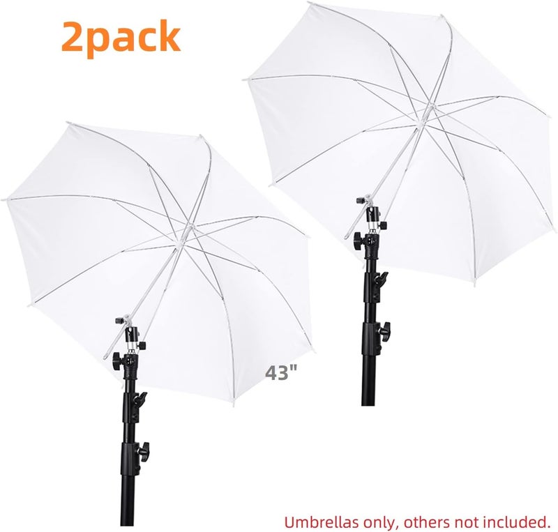 eWINNER Translucent Soft Light or Gold Black Reflective Professional Photography Studio Lighting Umbrellas (2pack 43" white) - Image 2