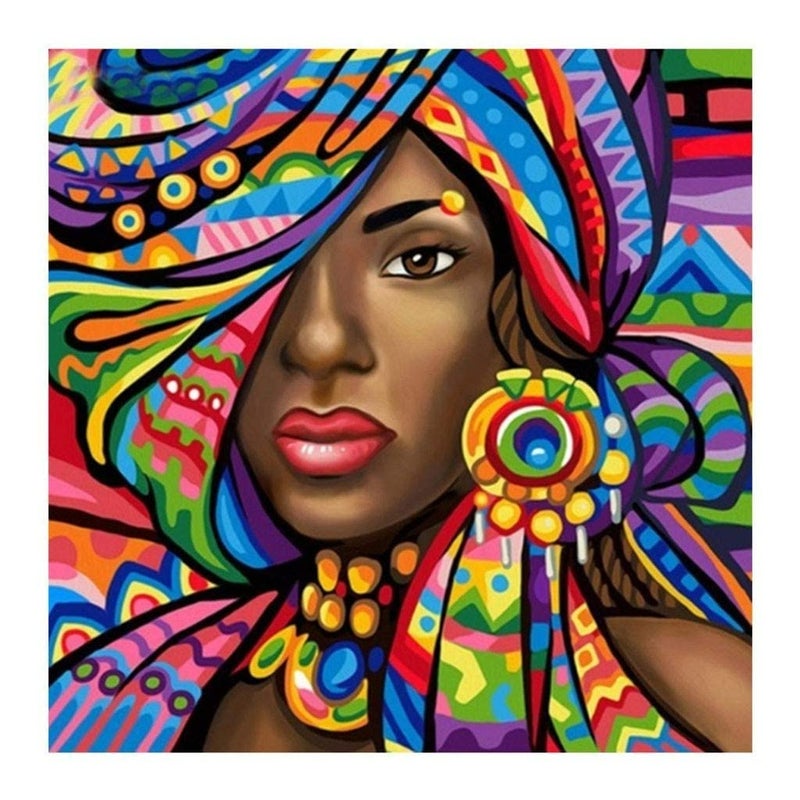Street27 Diy 5D Diamond Painting By Number Kits For Adults Kids Full Drill Round Diamond Crystal Gem Art Cross Stitch Crystal Rhinestone Embroidery Home Wall Gift158X158Inch African Woman