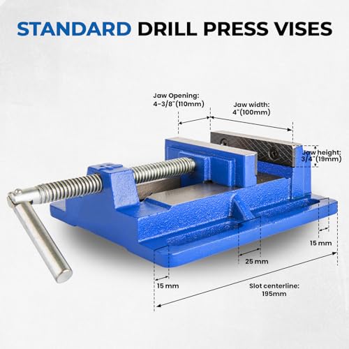 Forward Q194A 4 Inch Drill Press Vise Portable Bench Vise with Slotted Base, 4" Jaw Width - Image 5
