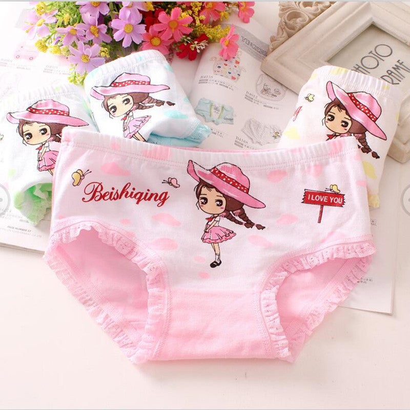 ملابس داخلية للبنات مشهورة من القطن الخالص مثلثية الشكل ملابس داخلية للأطفال بنات صغيرة ومتوسطة وكبيرة طلاب الأطفال الرضع مثلثية الشكل - Image 1