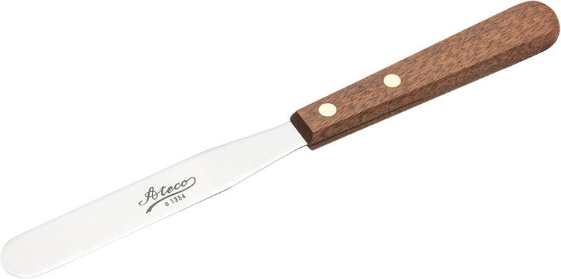 Ateco 1384 Straight Spatula, Stainless Steel, Wood Daily universal pick - Image 1