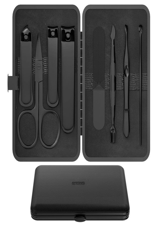 OFIDUS Precision 8 Pieces Men’s Nail Grooming Travel Kit, Stainless Steel Manicure Set with Fingernail & Toenail Clippers, Nail File, Slant Tip Tweezers, Cuticle Scissors, Cuticle Pusher, Travel Case - Image 1