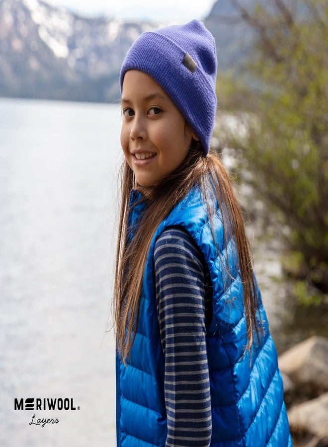 MERIWOOL Kids’ Beanie - Merino Wool Ribbed Knit Winter Hat for Boys and Girls Teal - Image 5