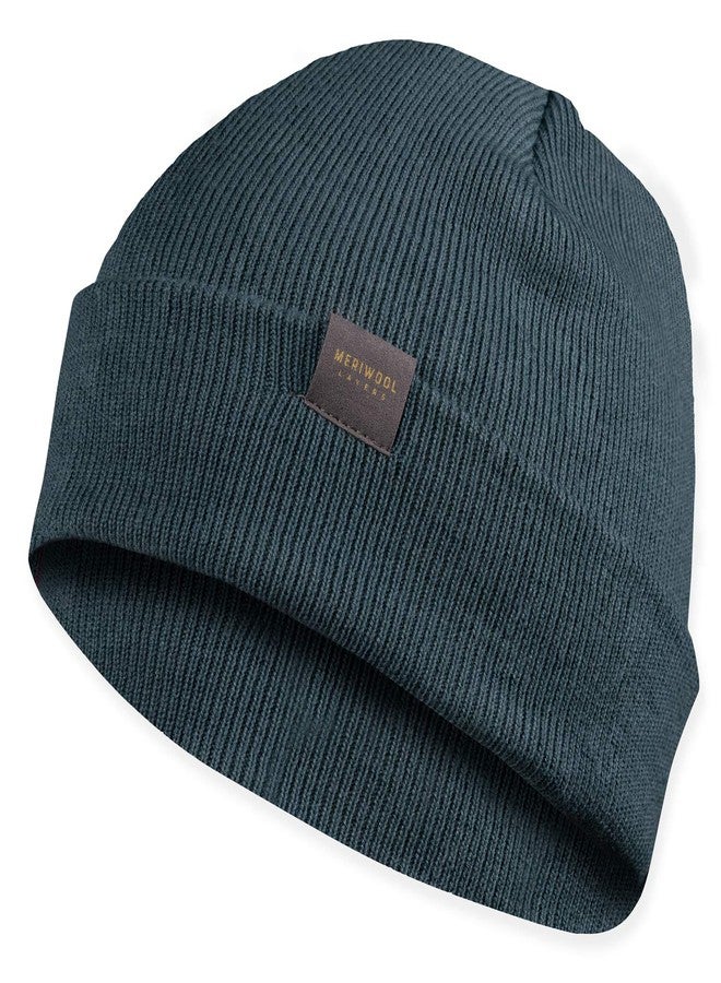MERIWOOL Kids’ Beanie - Merino Wool Ribbed Knit Winter Hat for Boys and Girls Teal - Image 1