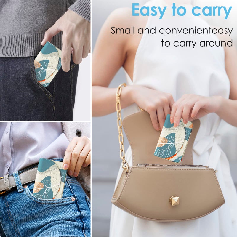xiviers Business Card Holderï¼ŒPU Leather Business Card Case Color Printing Pattern Card Holder Walletï¼ŒPockets Magnetic Credit Card Holders for Men and Womenï¼ŒBohemian Leaf - Image 5