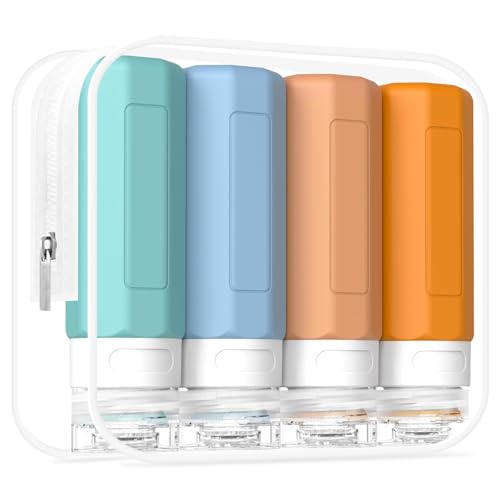 Redfly Travel Bottles for Toiletries, 3oz Tsa Approved Travel Size Containers, BPA Free Leak Proof Squeezable Containers for Toiletries, Silicone Refillable Essentials for Shampoo Conditioner Mix - Image 1