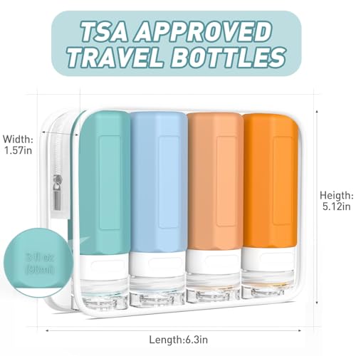 Redfly Travel Bottles for Toiletries, 3oz Tsa Approved Travel Size Containers, BPA Free Leak Proof Squeezable Containers for Toiletries, Silicone Refillable Essentials for Shampoo Conditioner Mix - Image 5