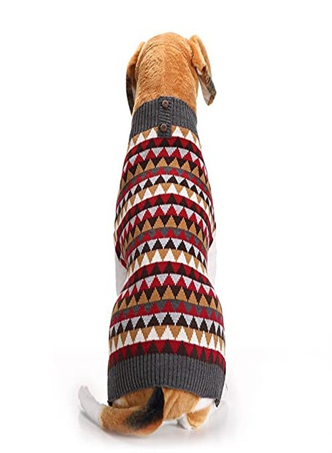 PETANGEL Geometric Pattern Stretchable Knitted Warm Turtleneck Winter Warm Sweater for Large Dogs (Size: XXL, Adjustable Chest: 62cm - 68cm) - Image 1