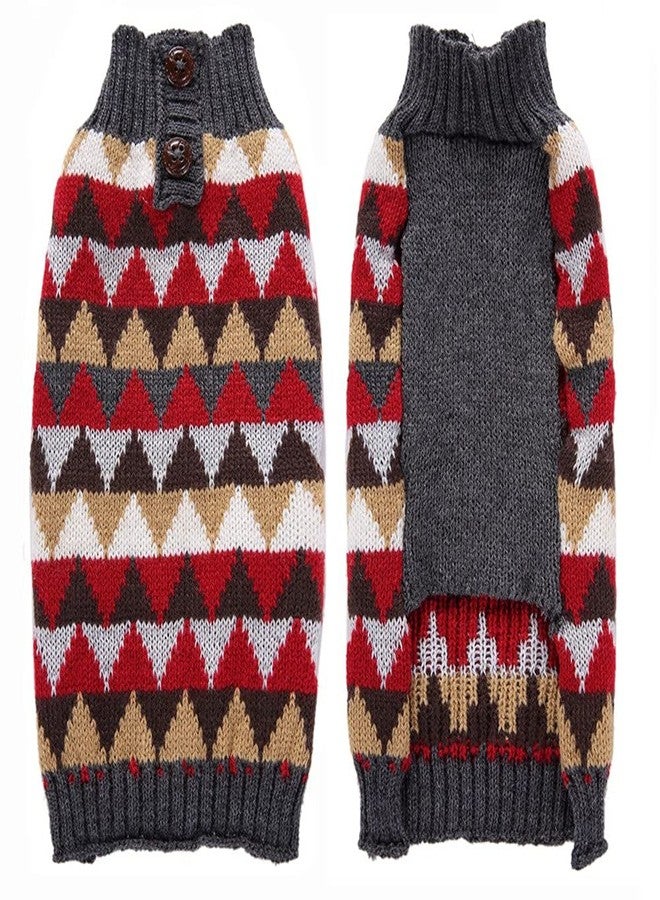 PETANGEL Geometric Pattern Stretchable Knitted Warm Turtleneck Winter Warm Sweater for Large Dogs (Size: XXL, Adjustable Chest: 62cm - 68cm) - Image 2