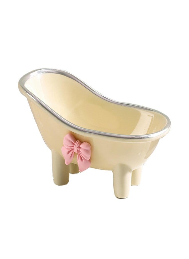 Xeerrfan 5.5" Soap Dish, Mini Bathtub Shape Soap Holder Container for Desktop Shower, Makeup Beauty Blender Organizer for Bathroom Decor - Image 1