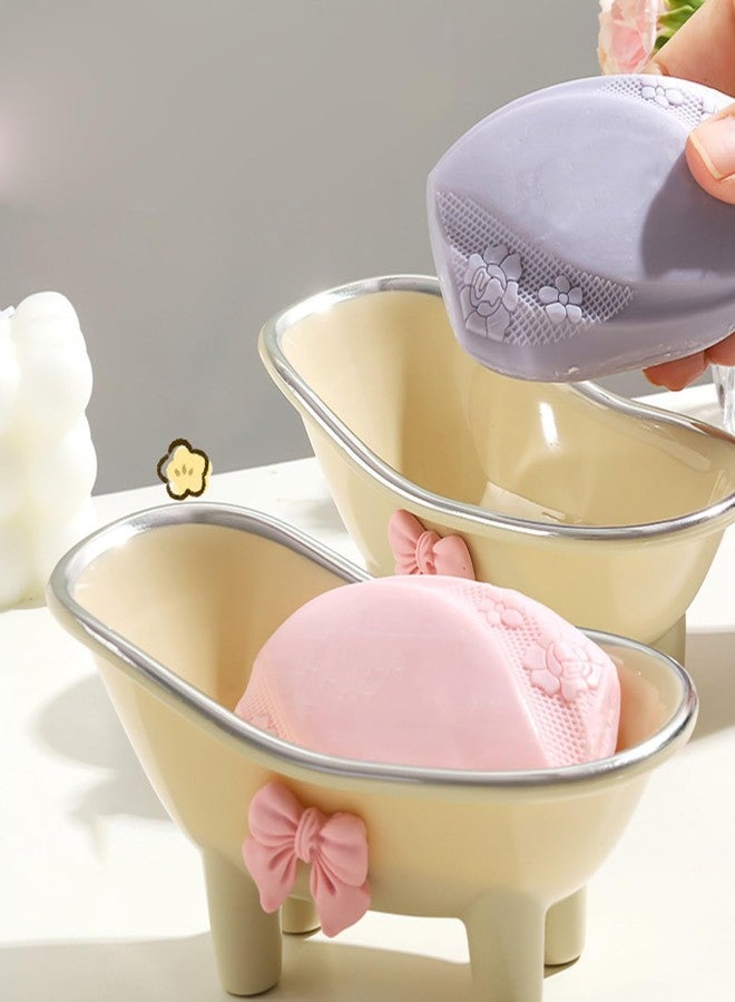 Xeerrfan 5.5" Soap Dish, Mini Bathtub Shape Soap Holder Container for Desktop Shower, Makeup Beauty Blender Organizer for Bathroom Decor - Image 3