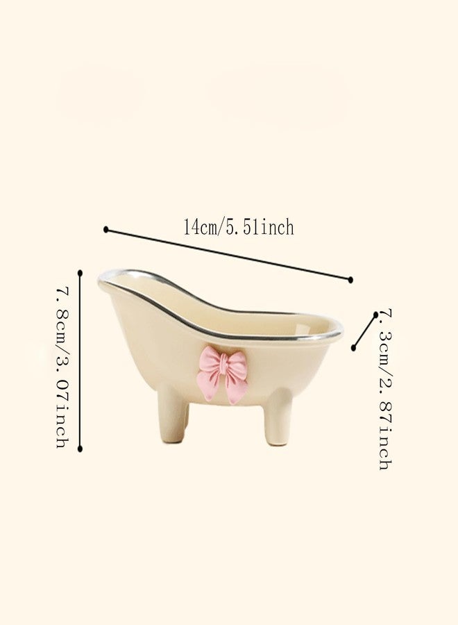 Xeerrfan 5.5" Soap Dish, Mini Bathtub Shape Soap Holder Container for Desktop Shower, Makeup Beauty Blender Organizer for Bathroom Decor - Image 2
