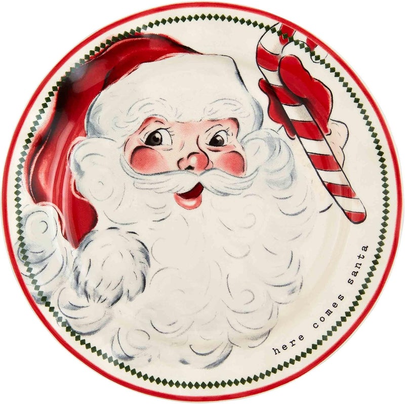 Mud Pie Santa Salad Christmas Plate Candy Cane 8 dia - Image 1