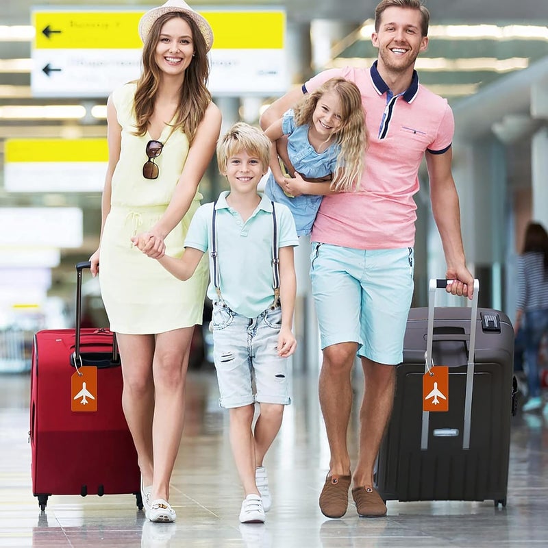 SNDIA Pack of 5 Luggage Tags, Silicon Luggage Tags with Steel Loop Travel Bag Tags for Easily Identification of Bags (Orange) - Image 5