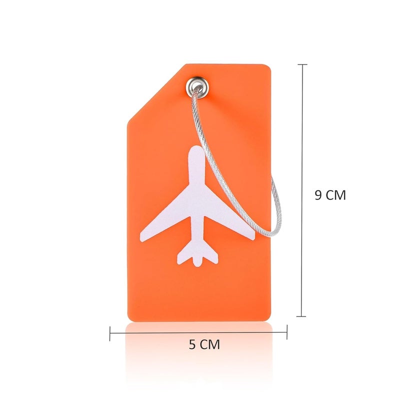SNDIA Pack of 5 Luggage Tags, Silicon Luggage Tags with Steel Loop Travel Bag Tags for Easily Identification of Bags (Orange) - Image 2