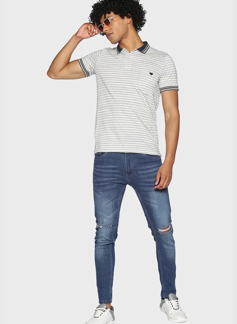 Campus Sutra Striped T-shirt