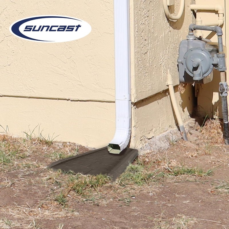 suncast Outdoor System Protective Decorative Rain Gutter Downspout Splash Block, Easy to Install, Lightweight 1.3 Pounds, Java 4 Pack - Image 5