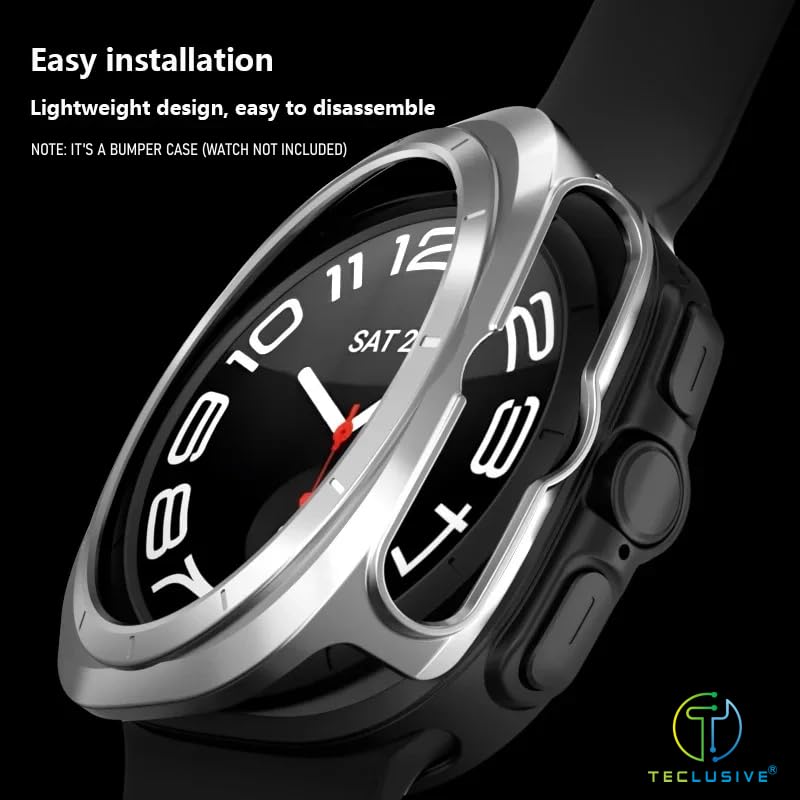 T TECLUSIVE Curved Protective Slim Bumper Case Cover Compatible for Galaxy Watch Ultra | Hard Shell Bumper Side Edge Protection Case for Galaxy Watch Ultra (Black Gray) - Image 4